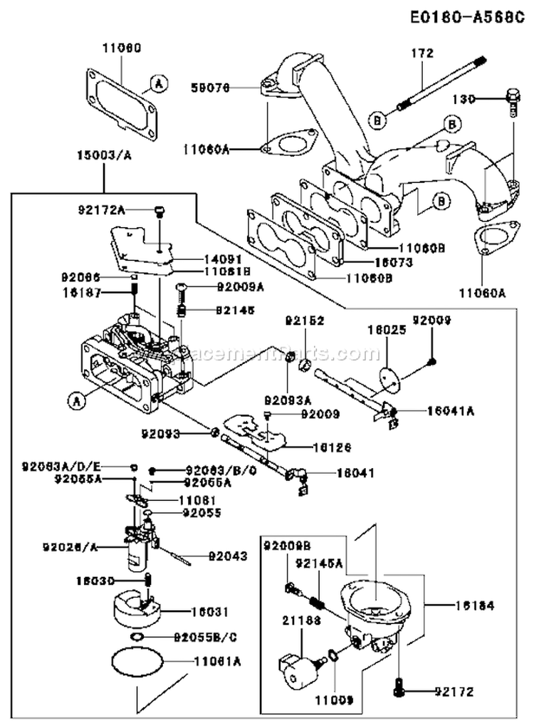 Page B Diagram and Parts List for FH601V DS12 Kawasaki Engine
