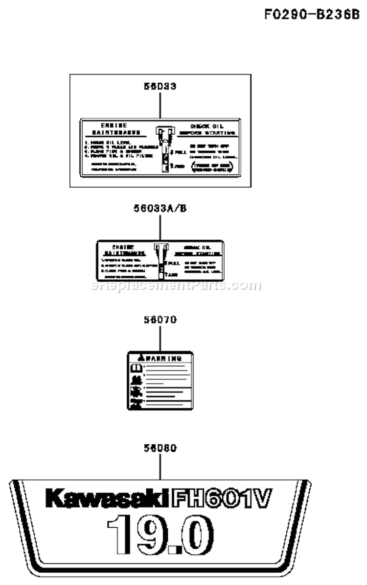 Page H Diagram and Parts List for FH601V CS19 Kawasaki Engine
