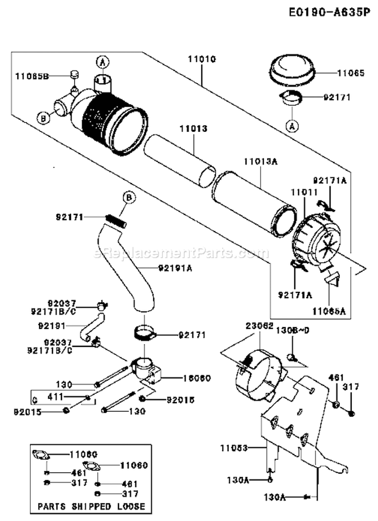 Page A Diagram and Parts List for FH601V CS29 Kawasaki Engine