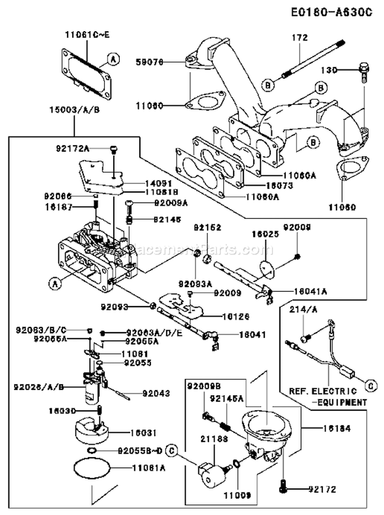 Page B Diagram and Parts List for FH601V CS29 Kawasaki Engine