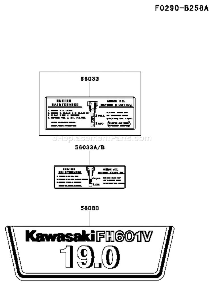 Page H Diagram and Parts List for FH601V CS29 Kawasaki Engine