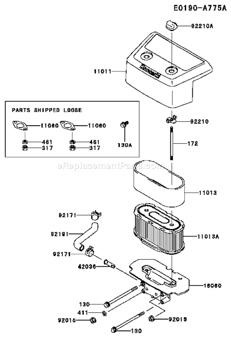 Page A Diagram and Parts List for FH601V ES08 Kawasaki Engine