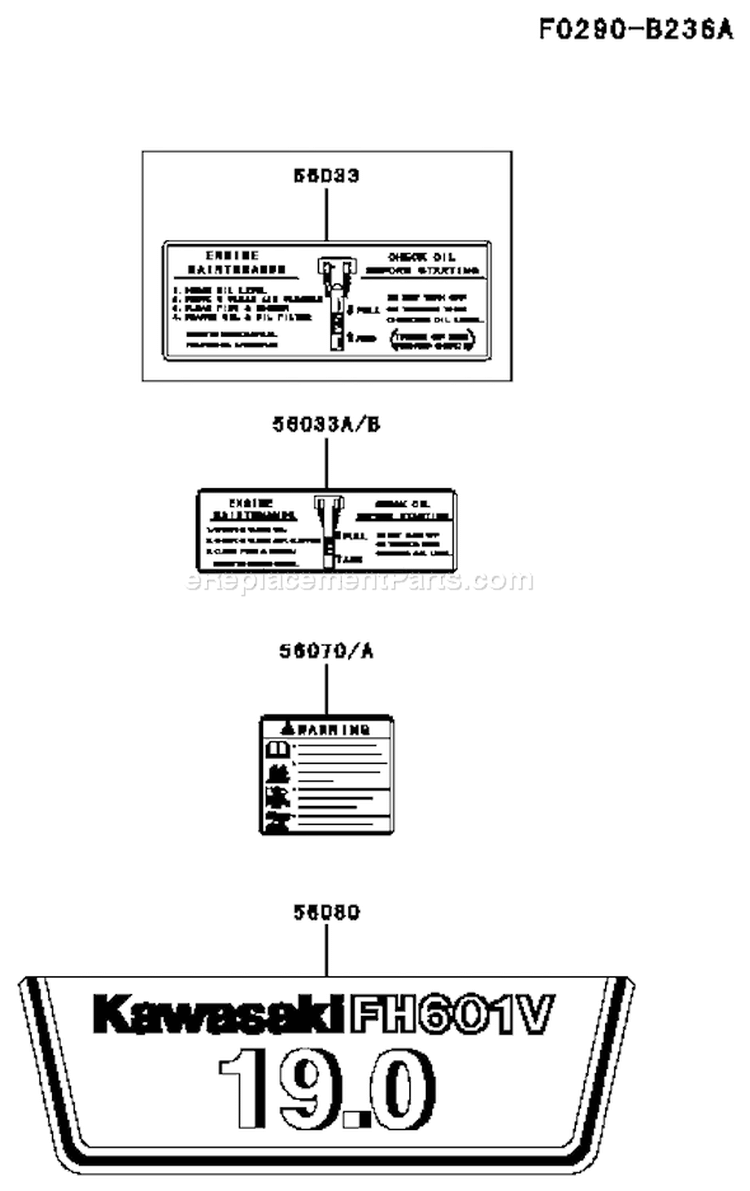 Page H Diagram and Parts List for FH601V CS24 Kawasaki Engine