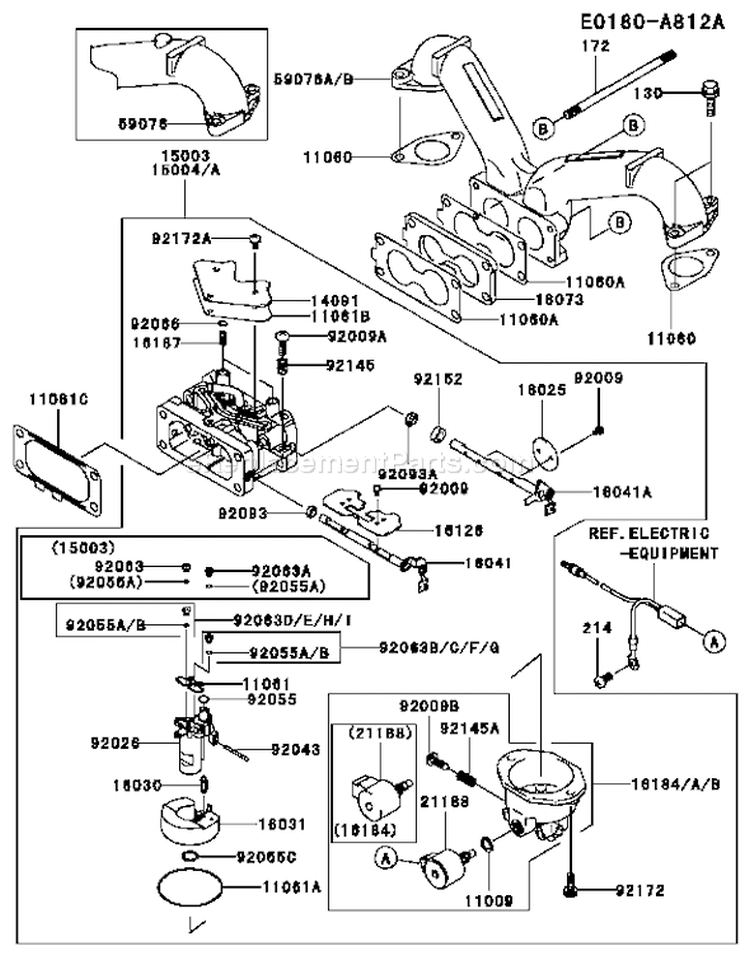 Page B Diagram and Parts List for FH601V BS33 Kawasaki Engine