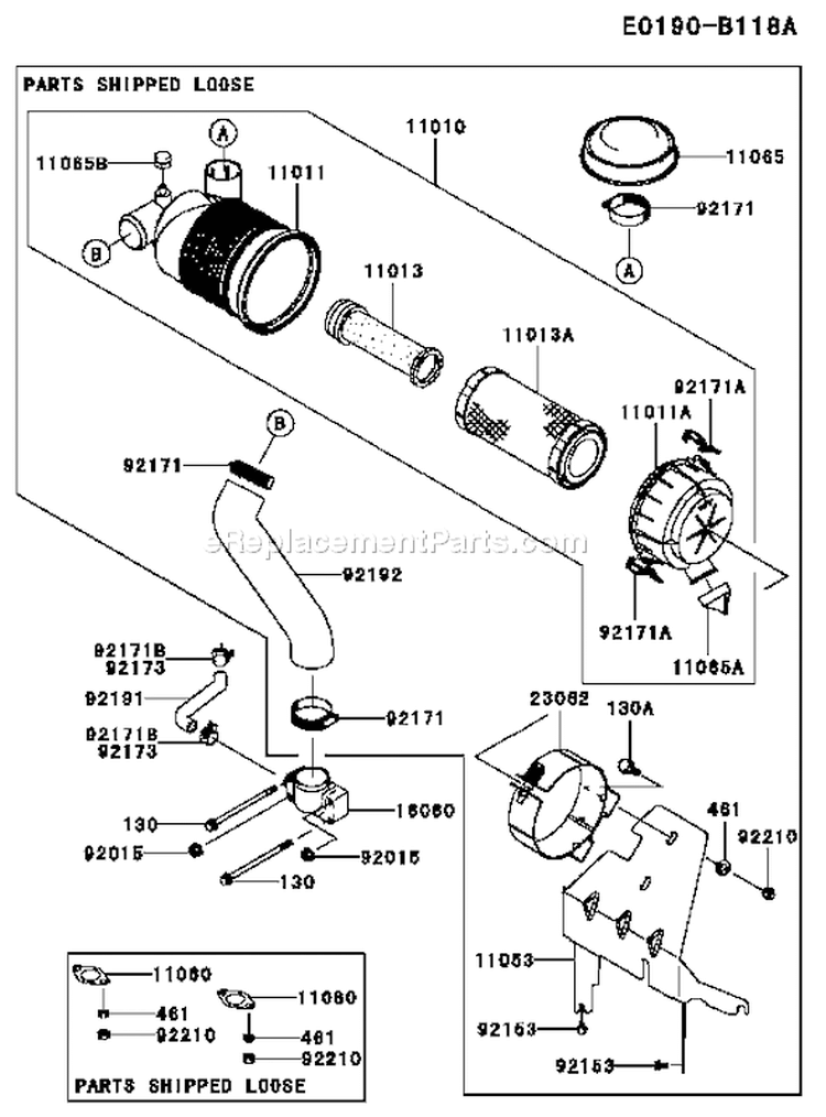 Page A Diagram and Parts List for FH601V ES25 Kawasaki Engine