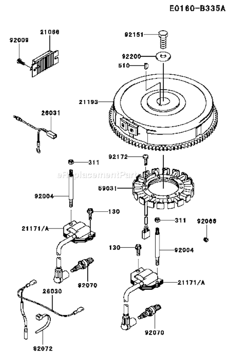 Page F Diagram and Parts List for FH601V ES25 Kawasaki Engine
