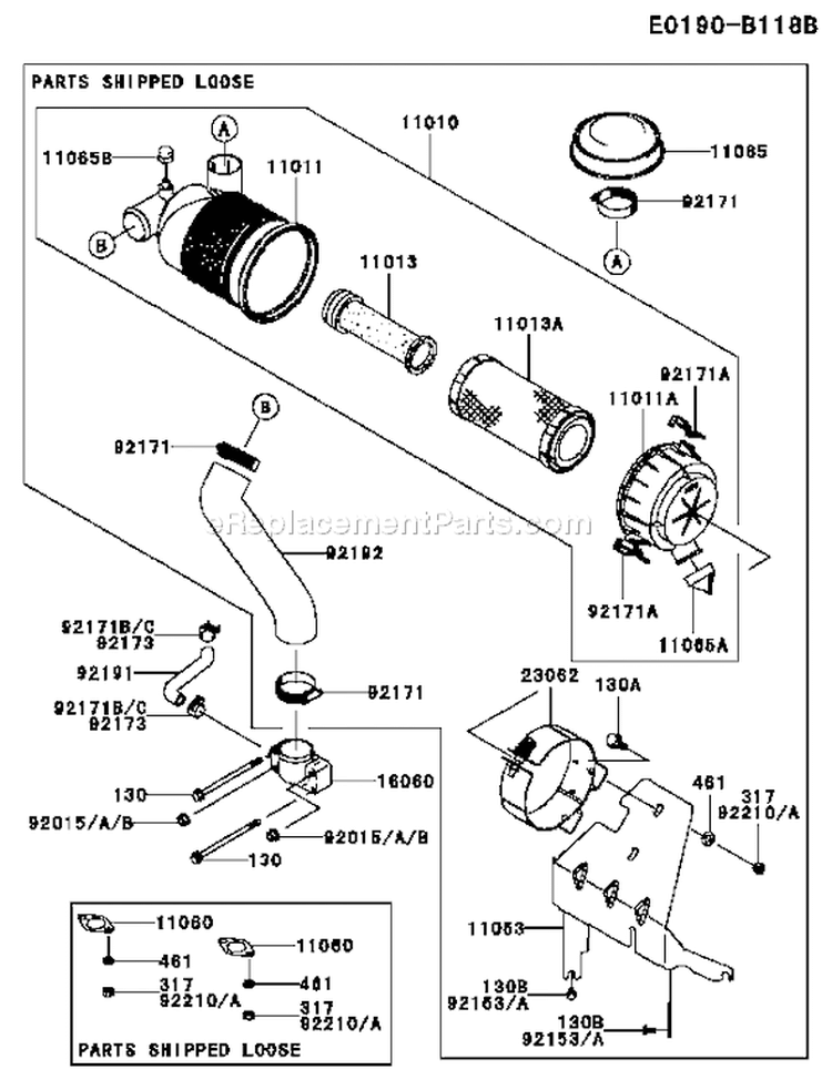 Page A Diagram and Parts List for FH601V ES26 Kawasaki Engine