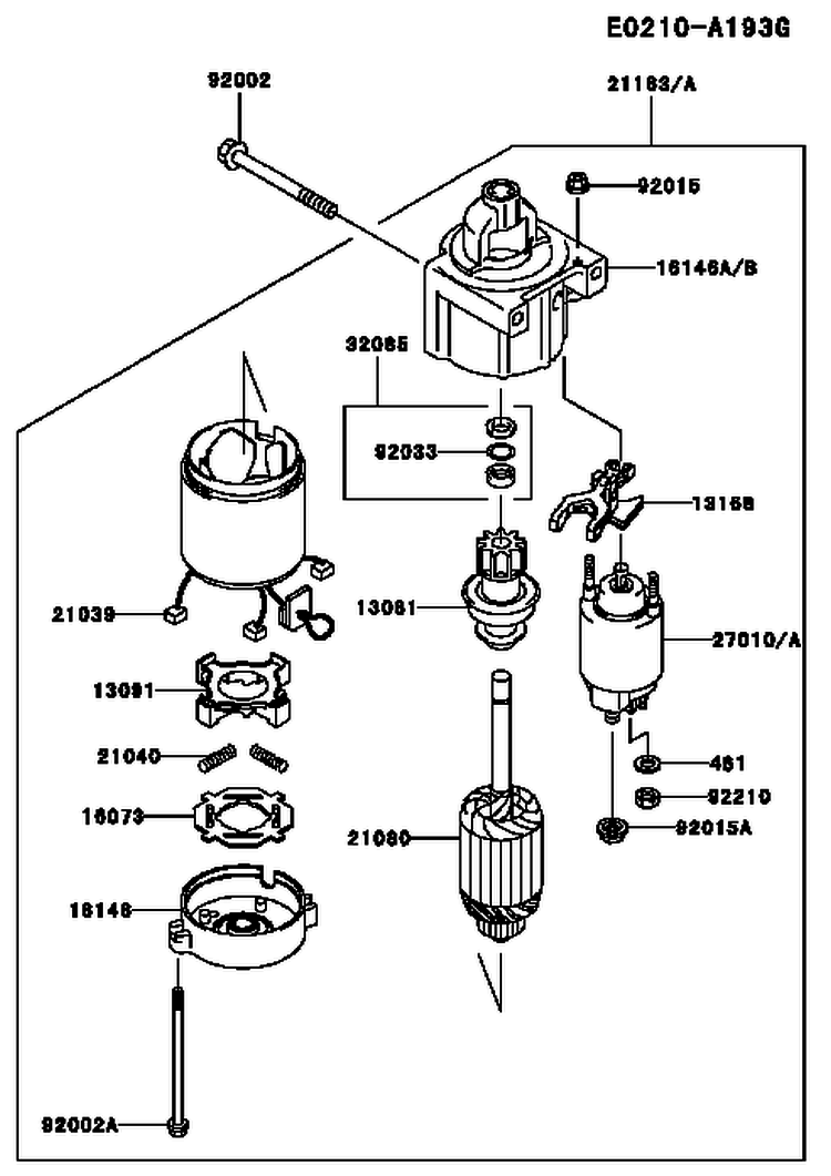 Page K Diagram and Parts List for FH601V ES29 Kawasaki Engine