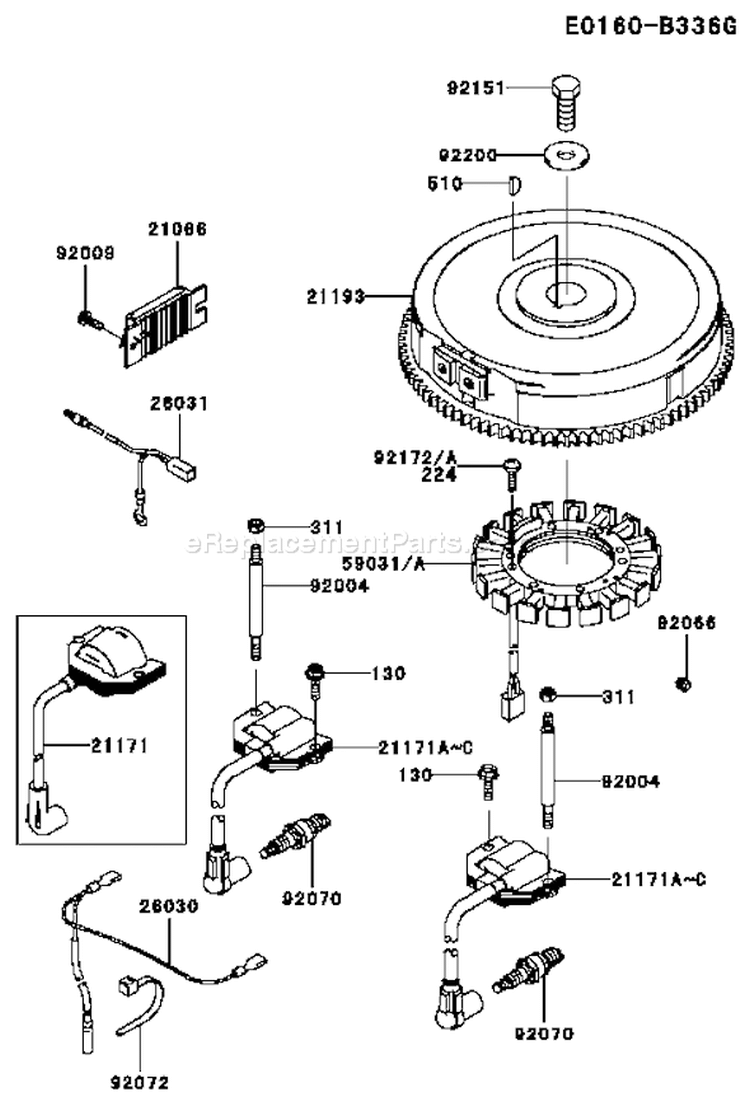 Page F Diagram and Parts List for FH601V ES14 Kawasaki Engine