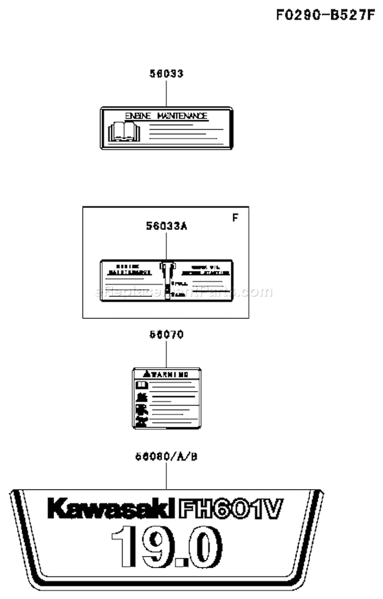 Page H Diagram and Parts List for FH601V FS09 Kawasaki Engine