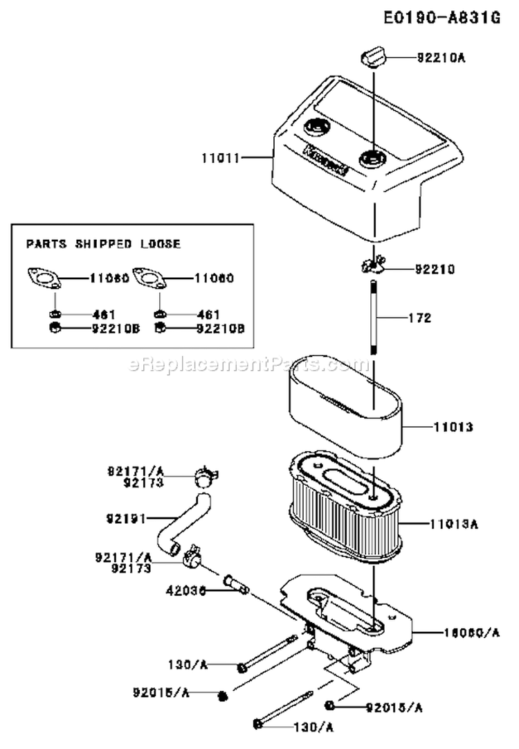 Page A Diagram and Parts List for FH601V JS11 Kawasaki Engine