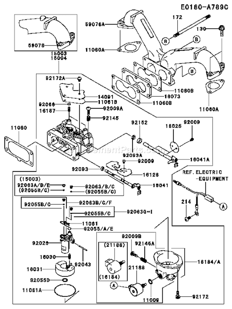 Page B Diagram and Parts List for FH601V JS06 Kawasaki Engine
