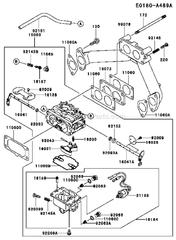 Page B Diagram and Parts List for FH641D AS01 Kawasaki Engine