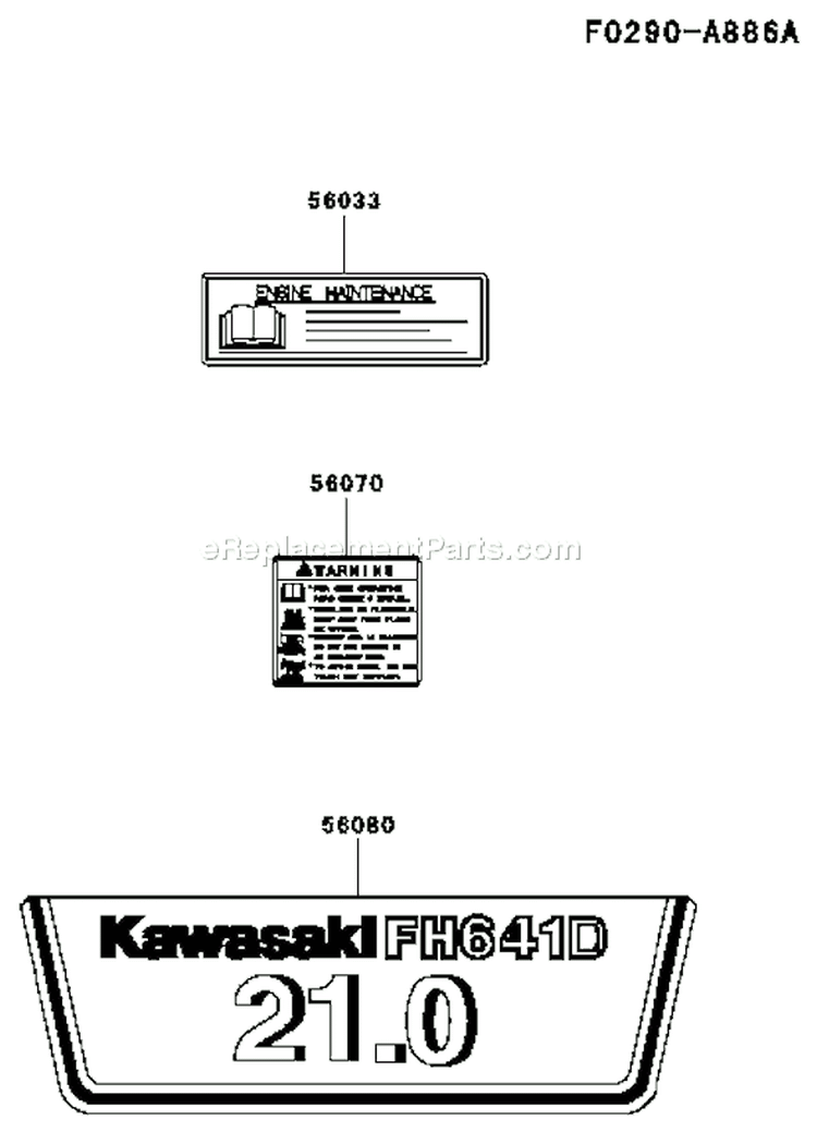 Page H Diagram and Parts List for FH641D AS01 Kawasaki Engine