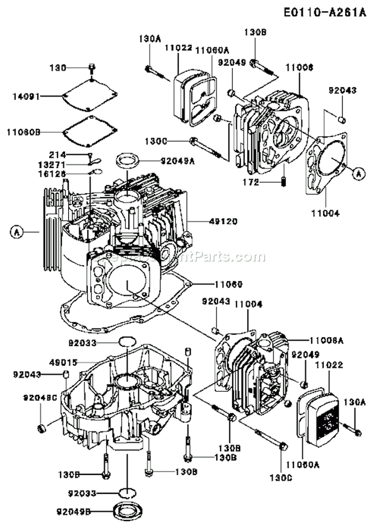Page E Diagram and Parts List for FH601V AS07 Kawasaki Engine