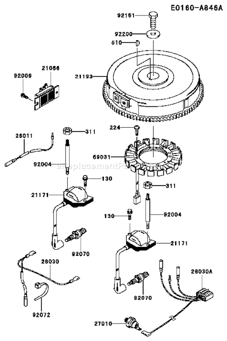 Page F Diagram and Parts List for FH641V AS26 Kawasaki Engine