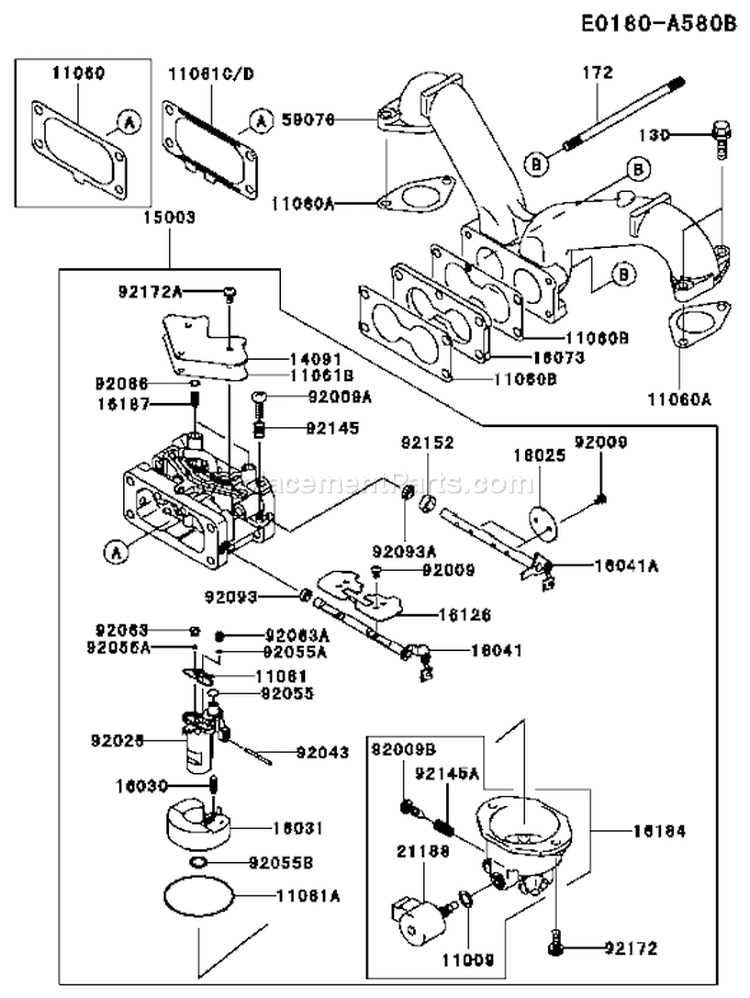 Page B Diagram and Parts List for FH641V AS28 Kawasaki Engine