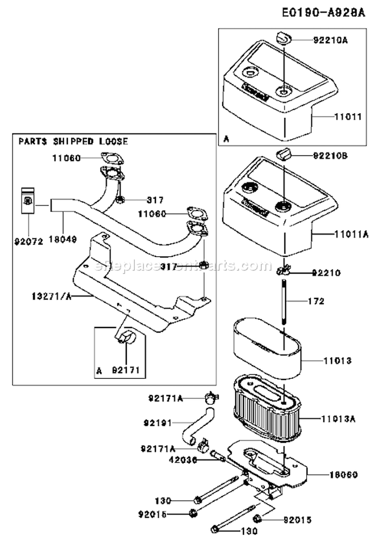 Page A Diagram and Parts List for FH641V AG80 Kawasaki Engine