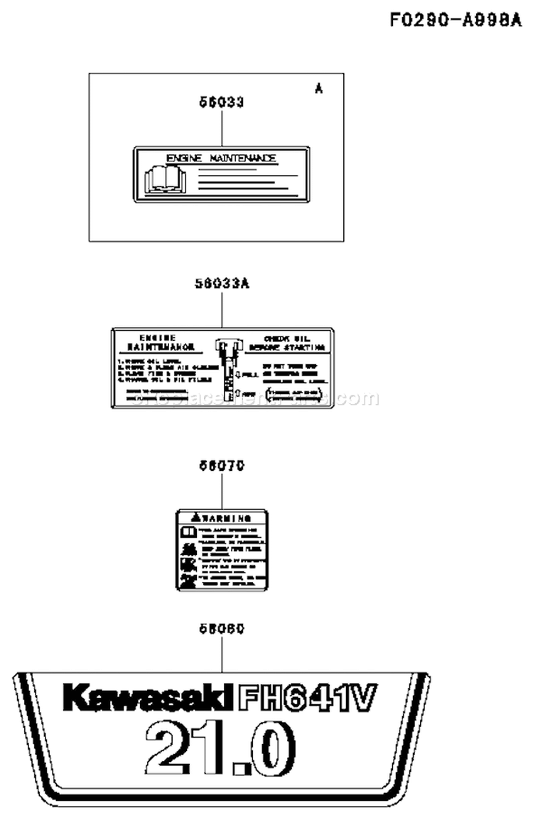 Page H Diagram and Parts List for FH641V BS12 Kawasaki Engine