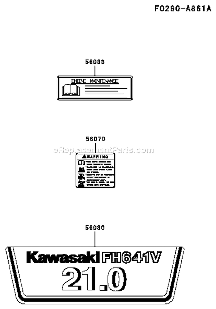 Page H Diagram and Parts List for FH641V BS13 Kawasaki Engine