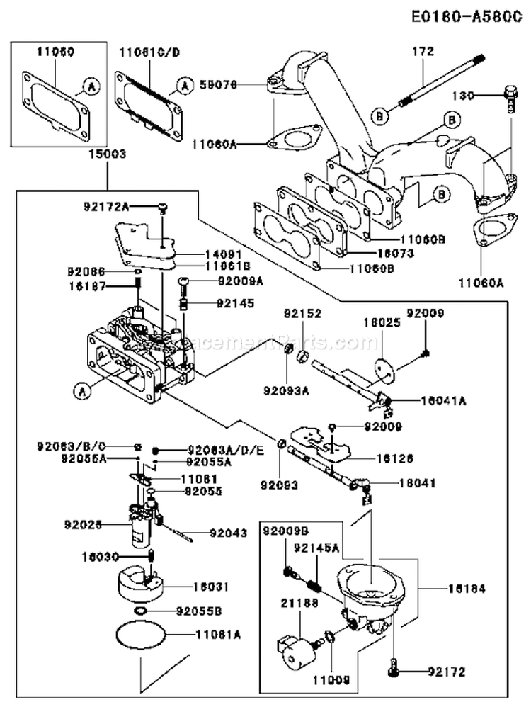 Page B Diagram and Parts List for FH641V BS21 Kawasaki Engine