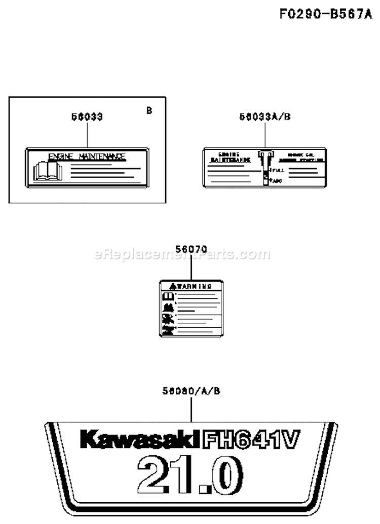Page H Diagram and Parts List for FH641V BS33 Kawasaki Engine