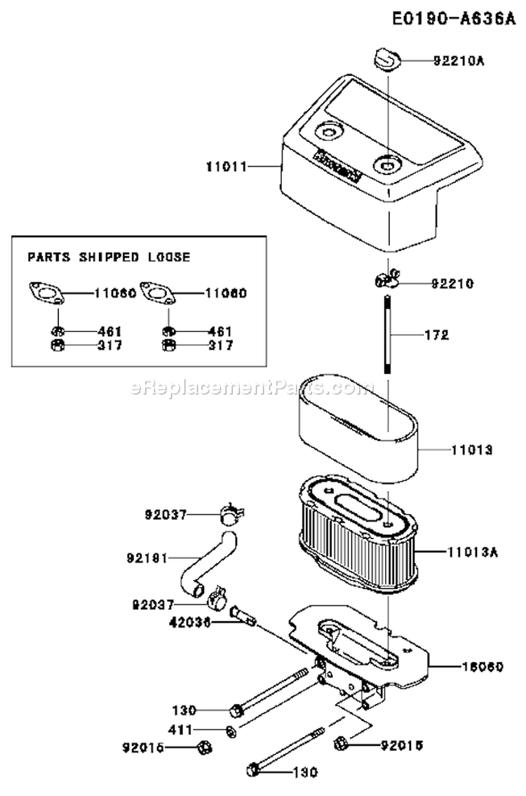 Page A Diagram and Parts List for FH641V AS22 Kawasaki Engine