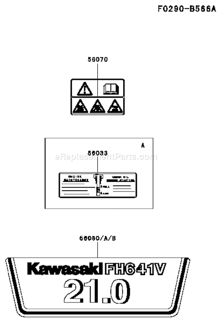 Page H Diagram and Parts List for FH641V BS52 Kawasaki Engine