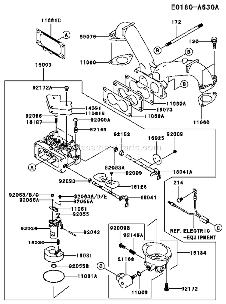 Page B Diagram and Parts List for FH641V CS23 Kawasaki Engine