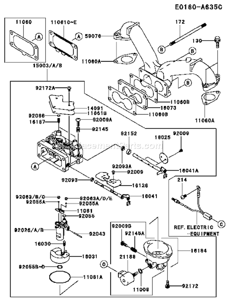 Page B Diagram and Parts List for FH641V BS25 Kawasaki Engine