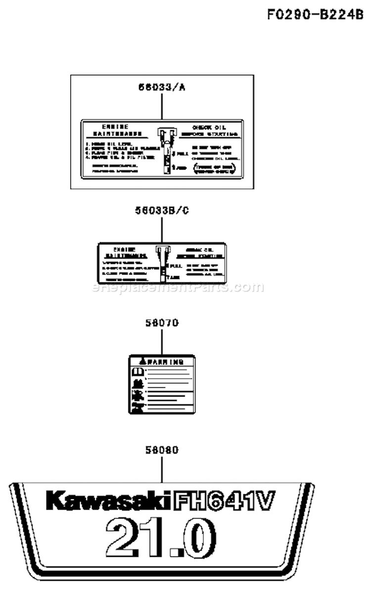 Page H Diagram and Parts List for FH641V BS25 Kawasaki Engine