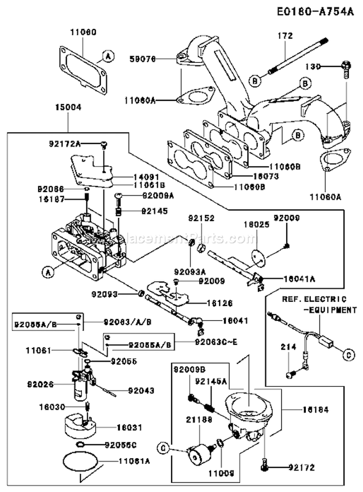 Page B Diagram and Parts List for FH641V CW05 Kawasaki Engine