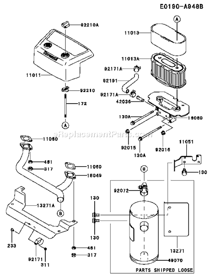 Page A Diagram and Parts List for FH641V DS10 Kawasaki Engine