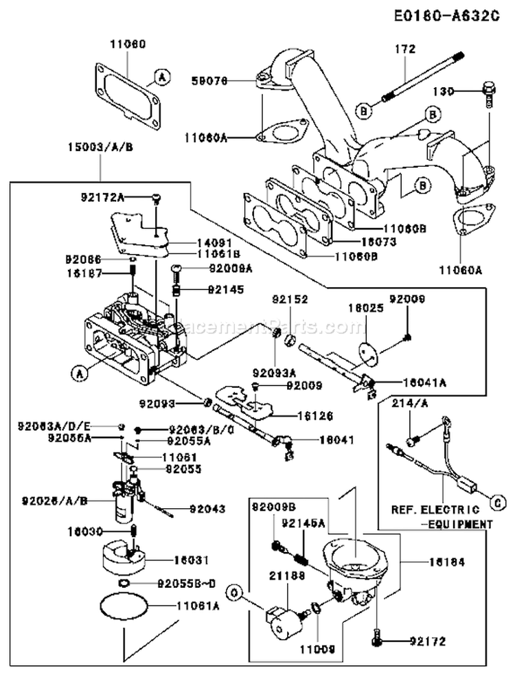 Page B Diagram and Parts List for FH641V DS15 Kawasaki Engine