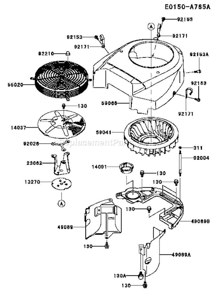 Page D Diagram and Parts List for FH641V ES12 Kawasaki Engine