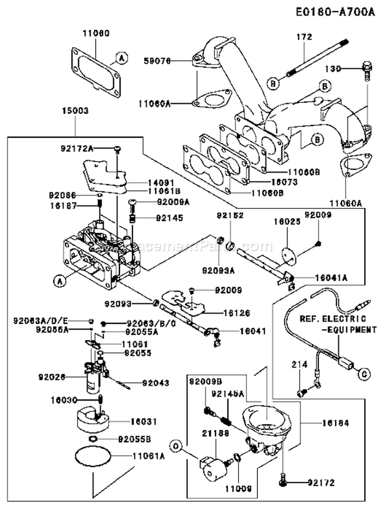 Page B Diagram and Parts List for FH601V ES19 Kawasaki Engine