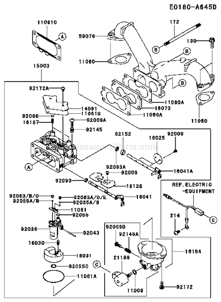 Page B Diagram and Parts List for FH641V DS17 Kawasaki Engine