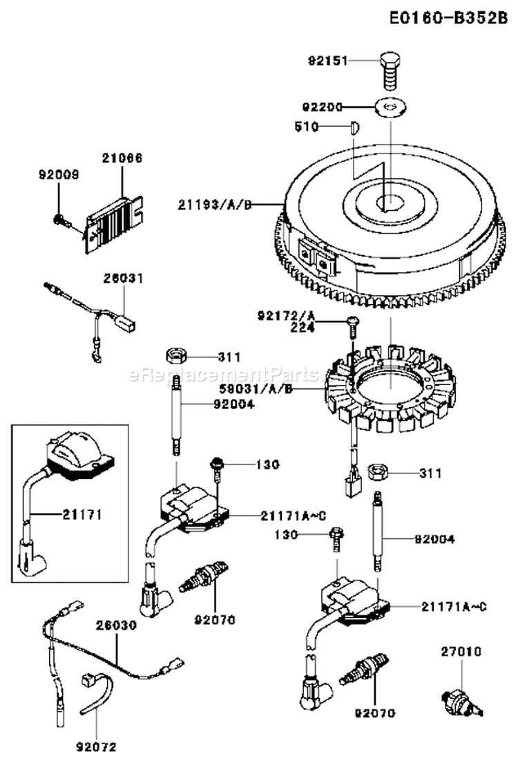 Page F Diagram and Parts List for FH641V ES19 Kawasaki Engine