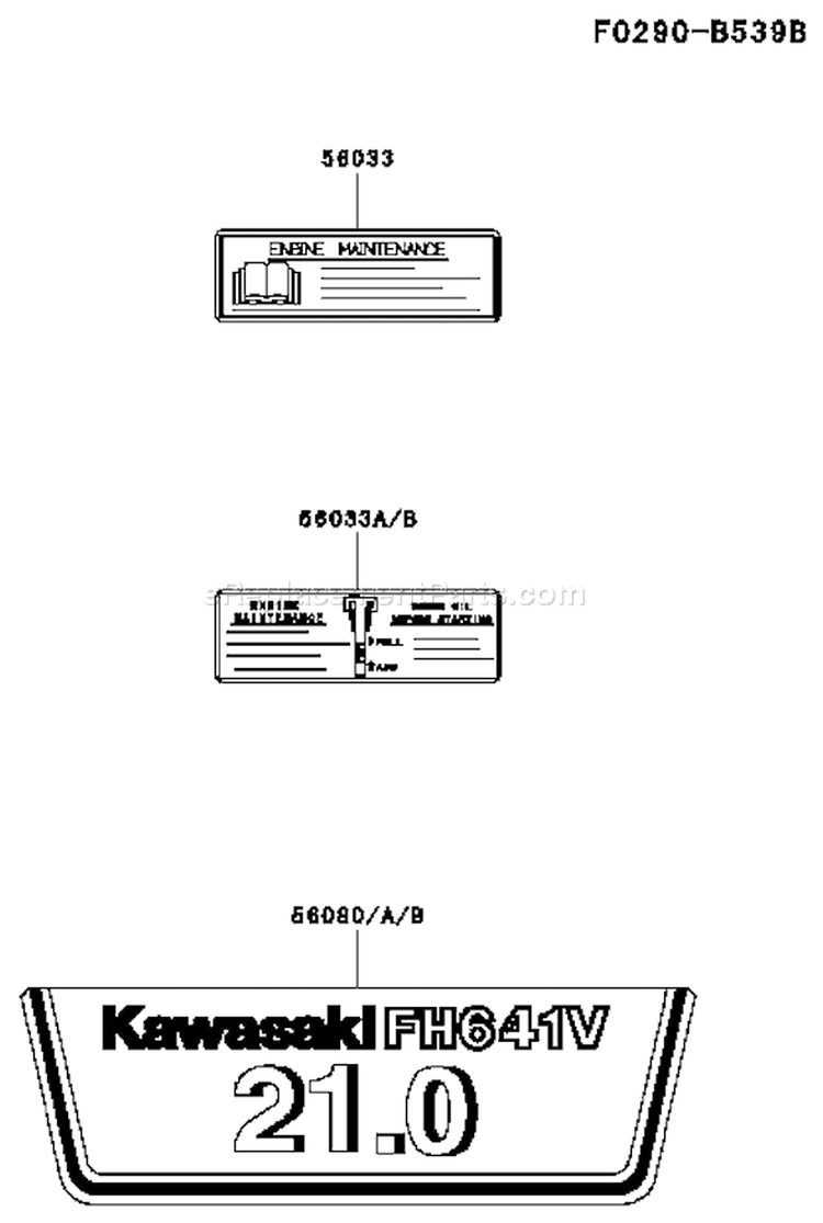 Page H Diagram and Parts List for FH641V ES19 Kawasaki Engine