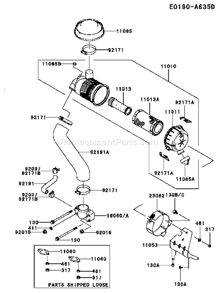 Page A Diagram and Parts List for FH641V BS21 Kawasaki Engine