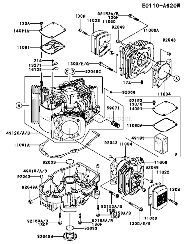 Page E Diagram and Parts List for FH641V DS27 Kawasaki Engine