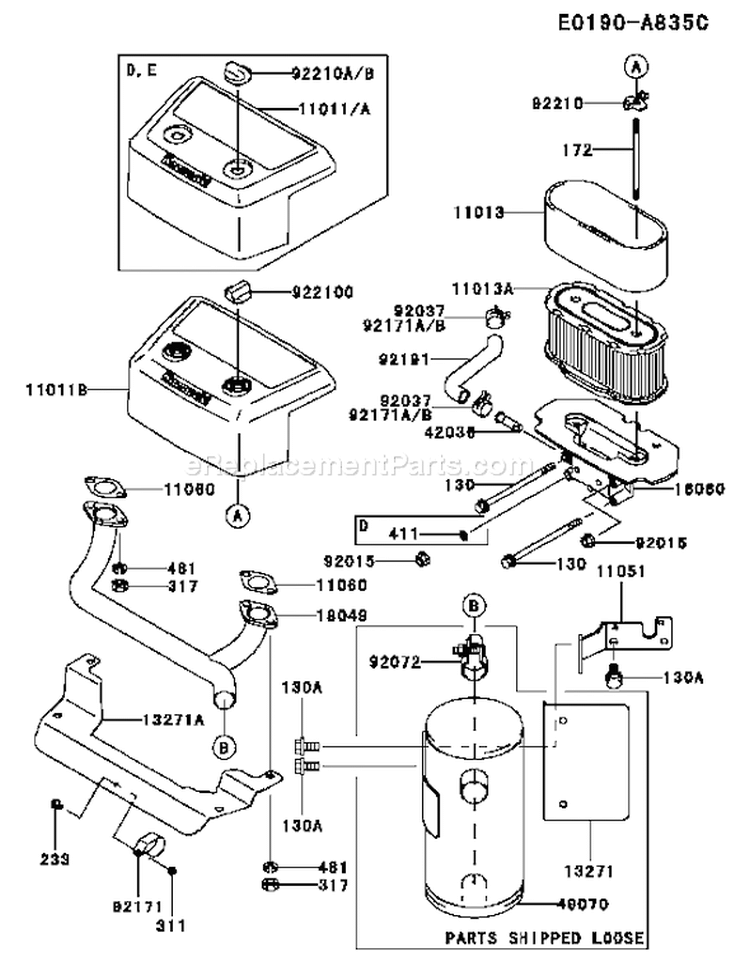 Page A Diagram and Parts List for FH641V FS05 Kawasaki Engine