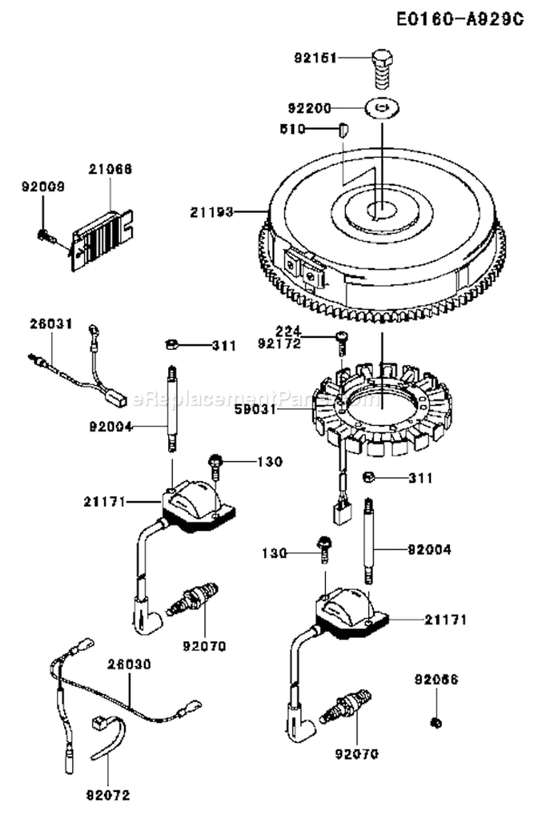 Page F Diagram and Parts List for FH641V DS10 Kawasaki Engine