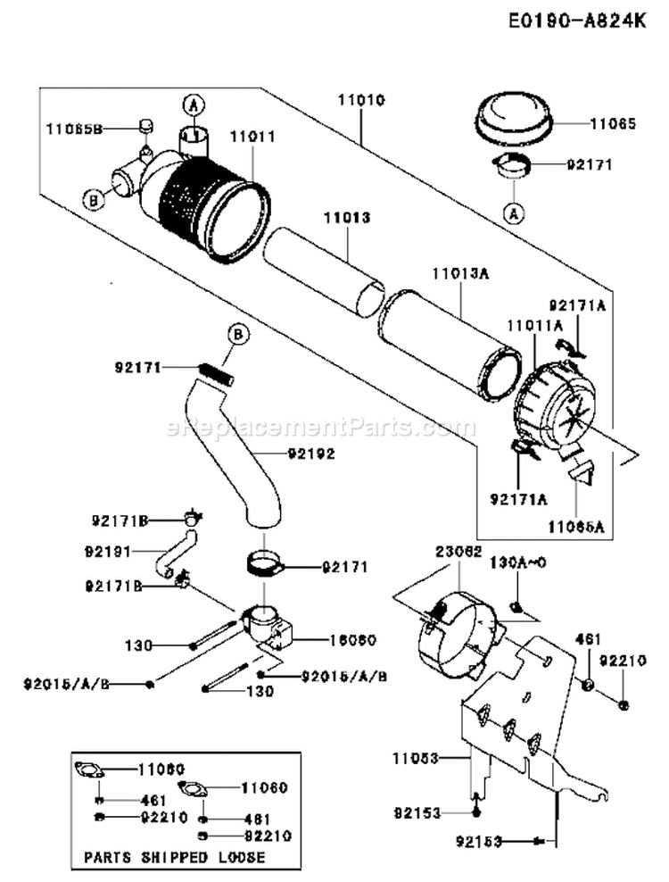 Page A Diagram and Parts List for FH641V FS25 Kawasaki Engine