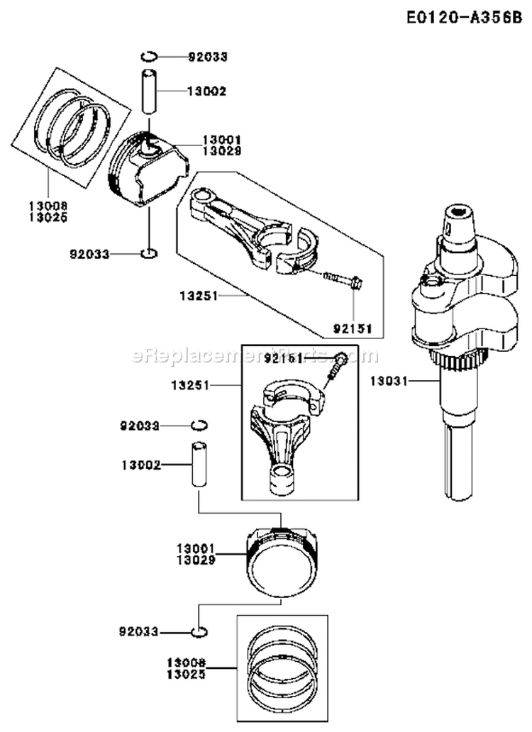 Page J Diagram and Parts List for FH601V ES25 Kawasaki Engine