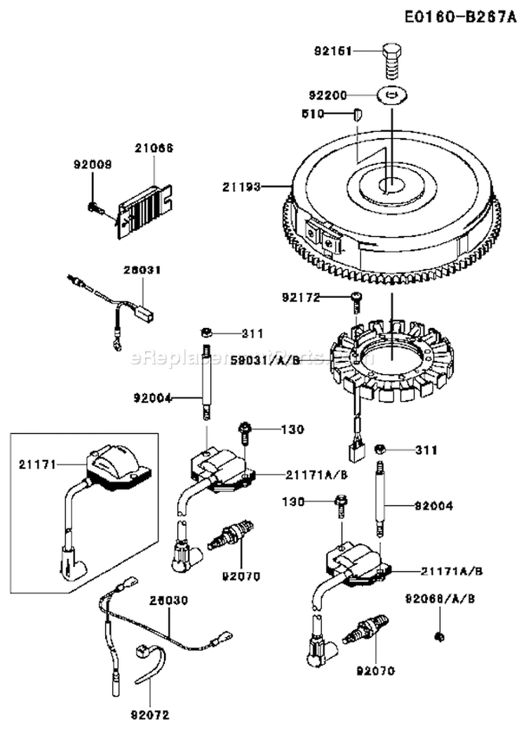 Page F Diagram and Parts List for FH641V FS25 Kawasaki Engine