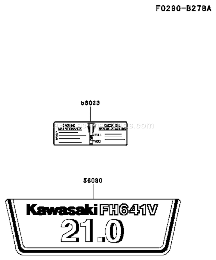 Page H Diagram and Parts List for FH641V FS50 Kawasaki Engine