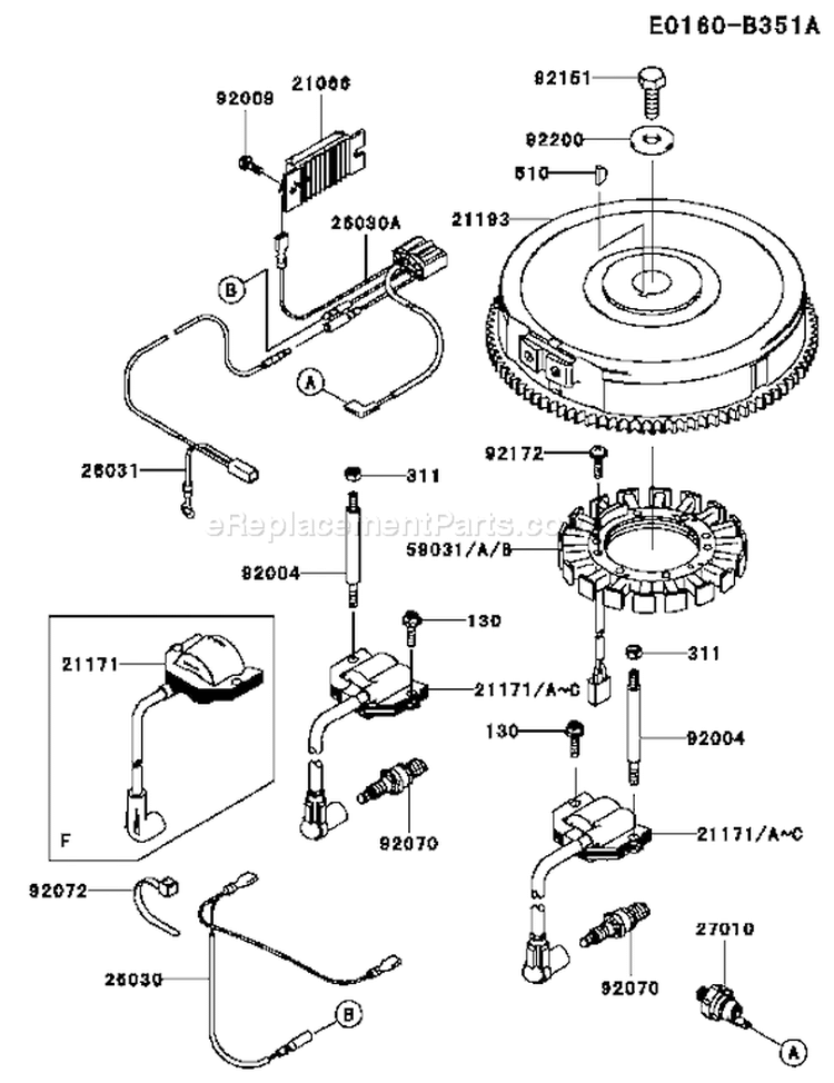 Page F Diagram and Parts List for FH641V FS21 Kawasaki Engine