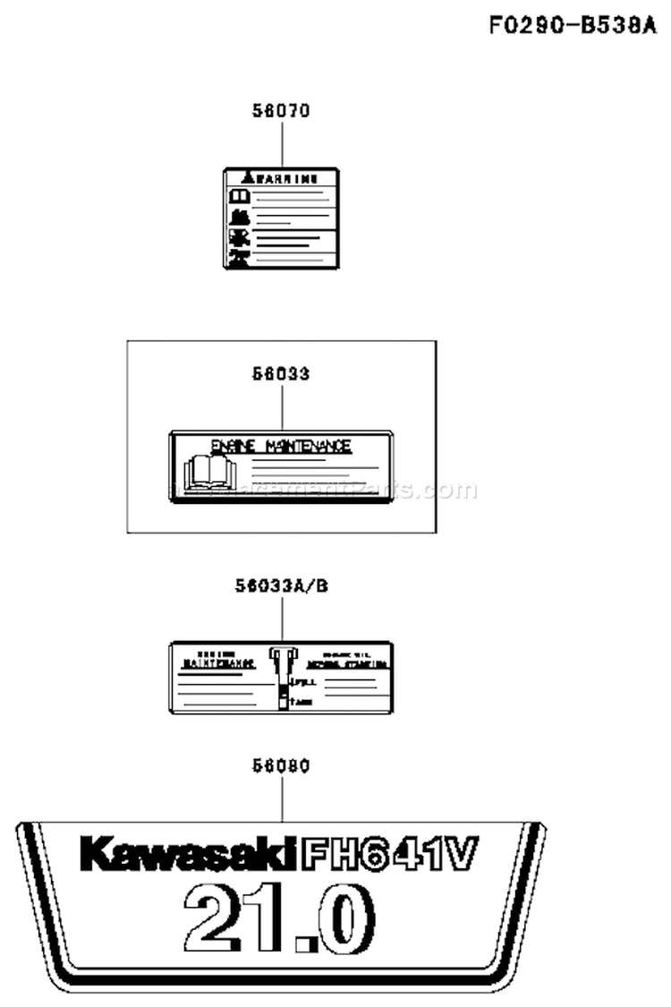 Page H Diagram and Parts List for FH641V FS21 Kawasaki Engine