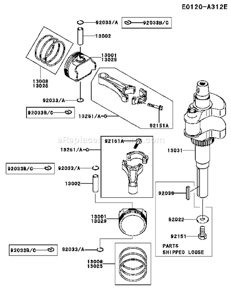 Page J Diagram and Parts List for FH641V ES22 Kawasaki Engine
